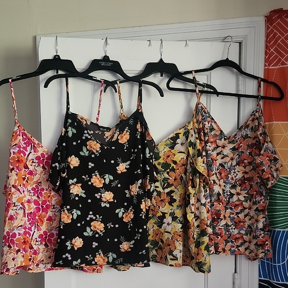 SHEIN Tops - SHEIN Curve floral spaghetti strap tops with cold shoulder tops- 3 Available